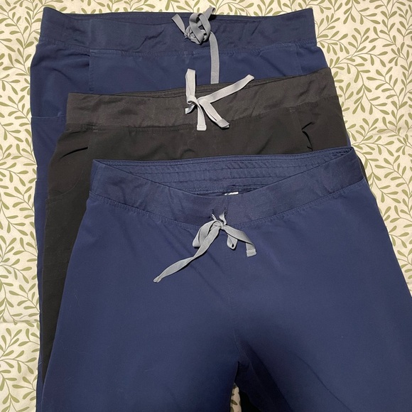Figs Pants - Set of Three TALL Drawstring Pants - Blue, Black, Gray